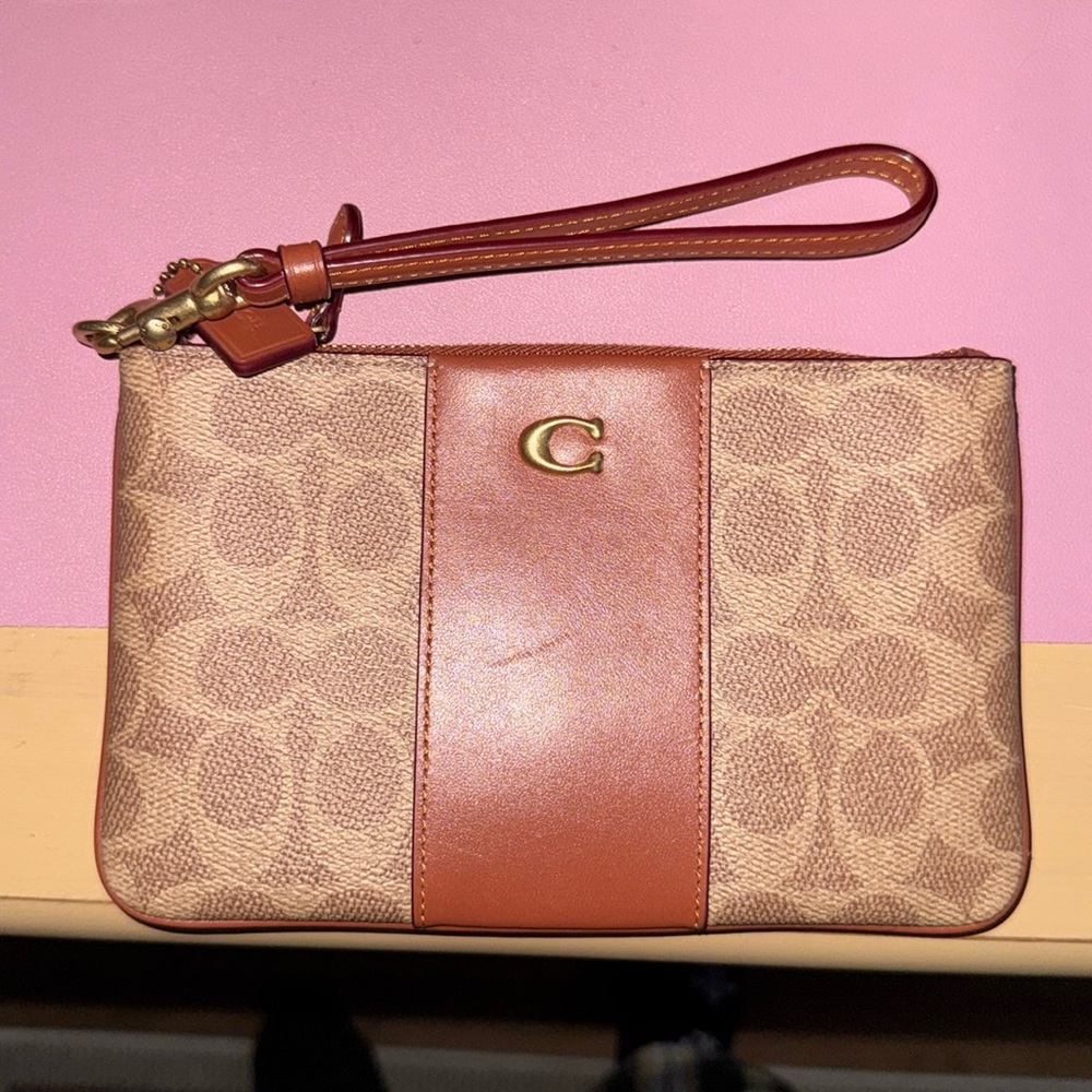 Coach Brown and Tan Wristlet